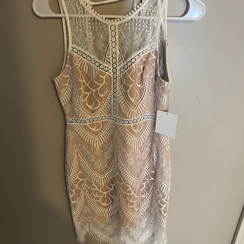 White and tan dress